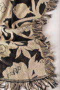 Neutral Floral Jacquard Woven Throw Blanket, Reversible Cotton Throw, Made in USA | Addy Tuffet