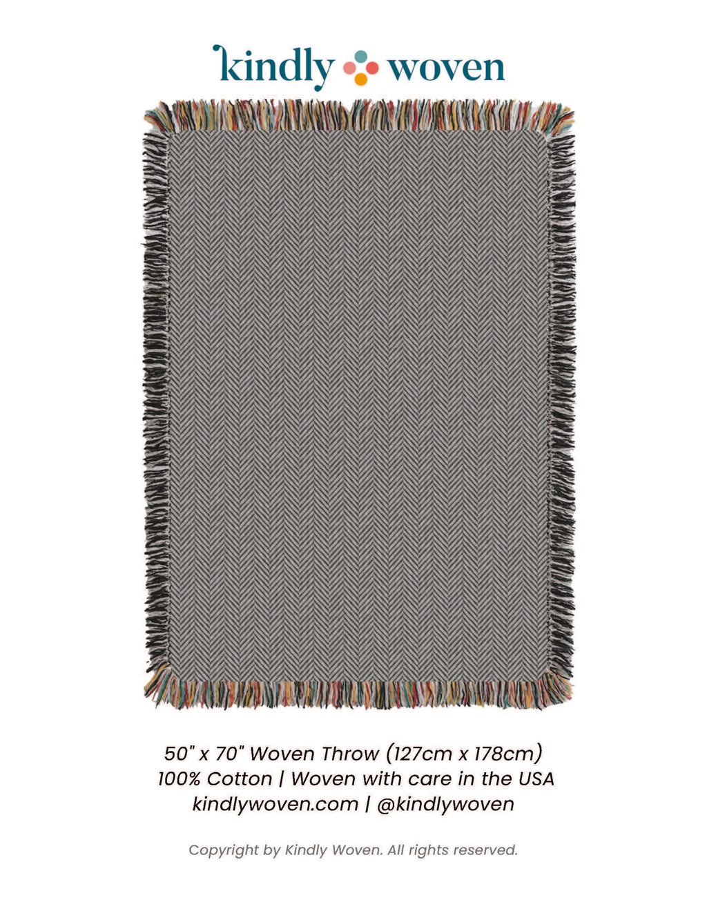 Neutral Herringbone Jacquard Woven Throw Blanket, Reversible Cotton Throw, Made in USA | Henry Stone