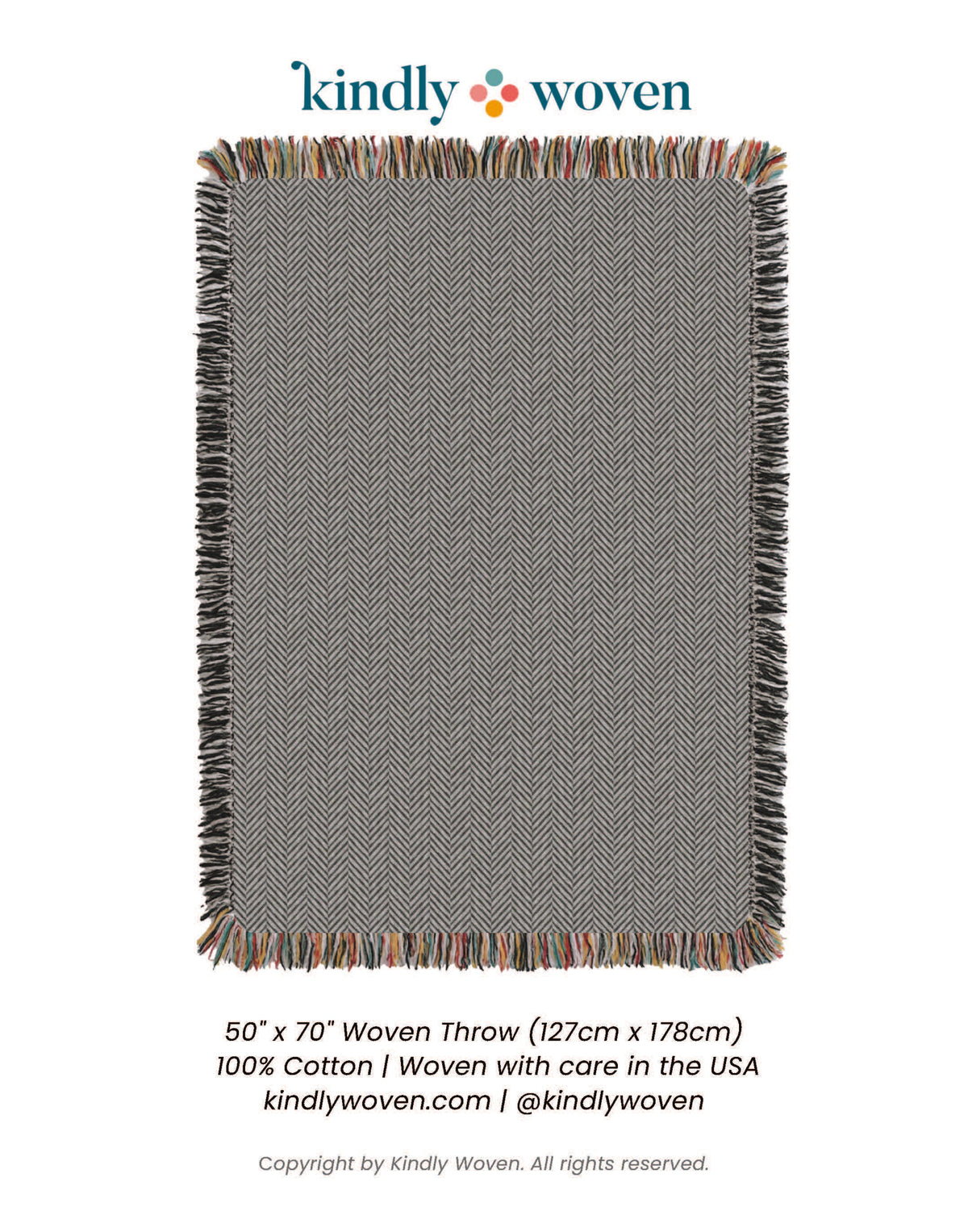 Neutral Herringbone Jacquard Woven Throw Blanket, Reversible Cotton Throw, Made in USA | Henry Stone