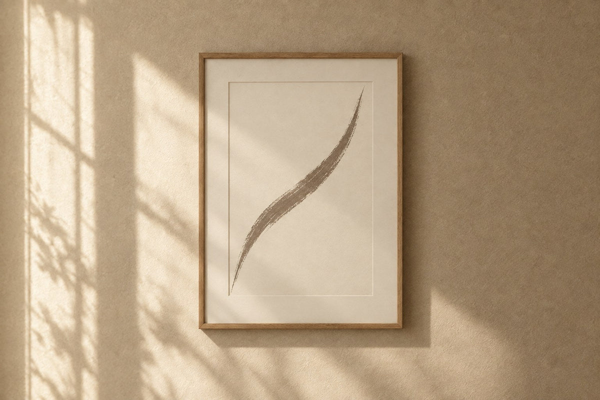 Dune Framed Print — A single sweeping curve, drawn once and left alone