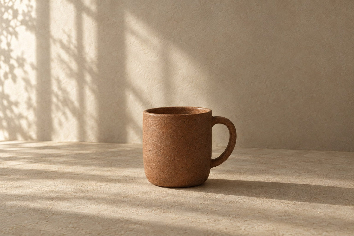 Basalt Matte Mug on a warm plaster surface in soft daylight
