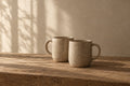 Salish Stoneware Pair on a warm plaster surface in soft daylight
